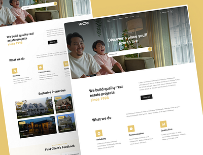 Landing Page Design For Real Estate architecture house landing page landing page real estate property real estate uiux user interface web design website