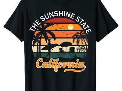 California sunshine t- shirt design beach t shirt bulk t shirt california clothing custom t shirt design graphic design graphic t shirt illustration merchandies print on demand retro vintage shirt summer t shirt sunset t shirt design trendy t shirt typography vintage t shirt