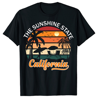 California sunshine t- shirt design beach t shirt bulk t shirt california clothing custom t shirt design graphic design graphic t shirt illustration merchandies print on demand retro vintage shirt summer t shirt sunset t shirt design trendy t shirt typography vintage t shirt