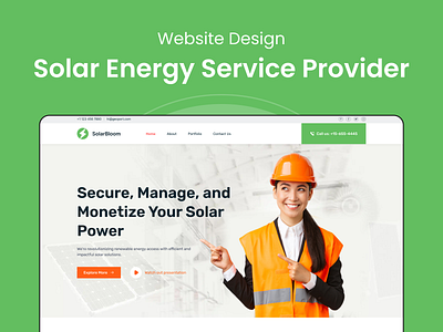 Solar energy service provider web design application creativity design minimal desig mockup service provider web solar power web design solar service ui ux web ui