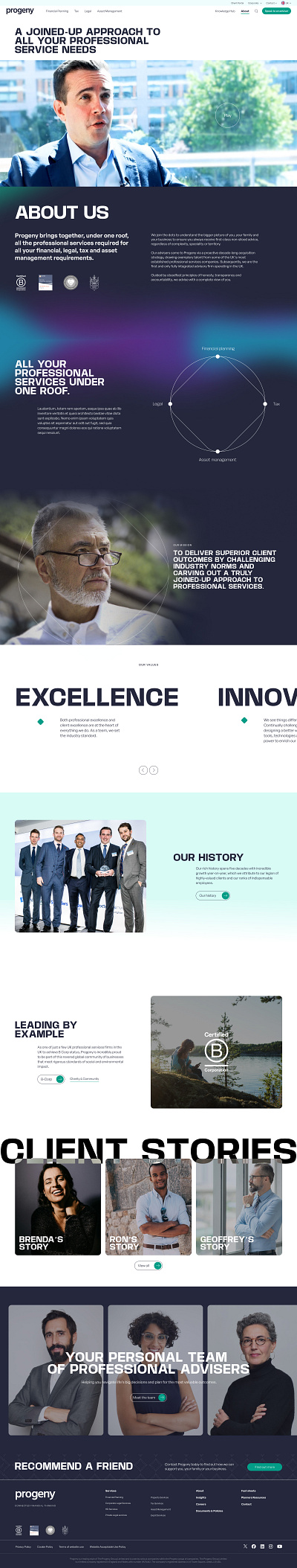 About and Team Page Design for a Financial Service