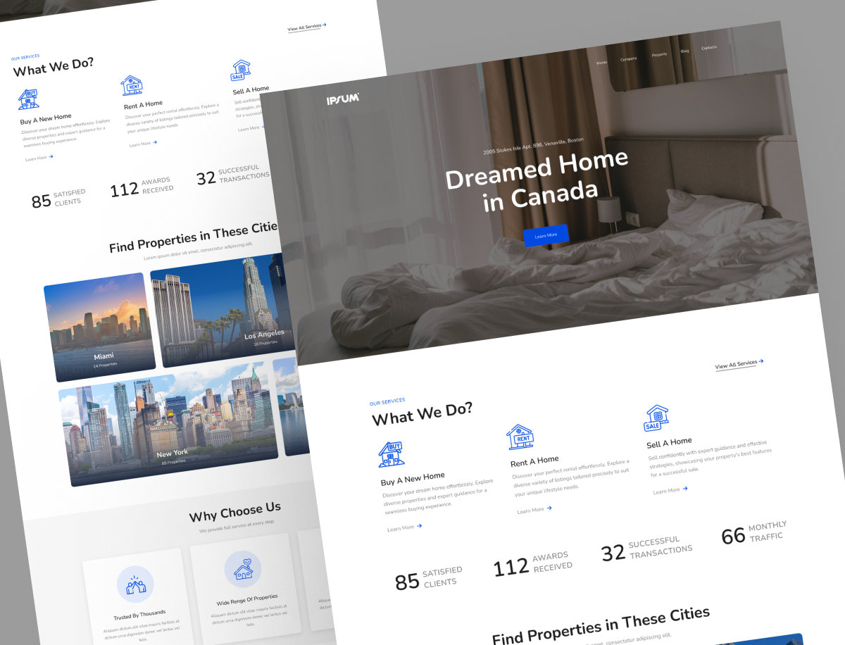 Website Design For Real Estate agency business corporate landing page property uiux user interface web design website website real estate