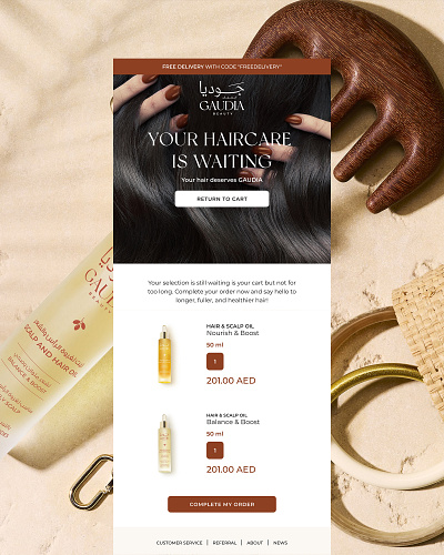 GAUDIA Beauty Haircare - Flow Cart automation email designer email email design email designer email designer freelance email marketing flow cart haircare haircare email klaviyo relance panier email