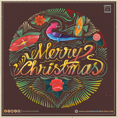 Merry Christmas Rickshaw Painting Typography art station of saikat bangladeshi bangladeshi artist bangladeshi design bangladeshi folk art bangladeshi pop art bangladeshi rickshaw painting design digital illustration digitalart folkart graphic design illustration rickshaw art rickshaw art bangladesh rickshaw painting typography vector