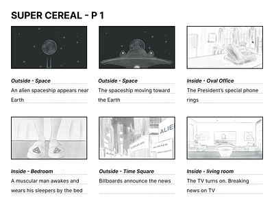 Super Cereal advertising storyboard advertising movie scene story storyboard