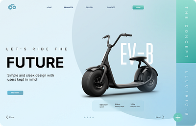 Electric Scooter Product Page Concept Design design product design prosuct design ui ux