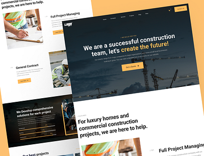 Landing Page Design For a Construction Team architecture building construction landing page property real estate uiux web design website