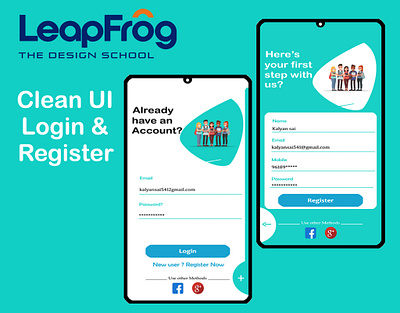 Clean UI of Login & Register Screens graphic design ui