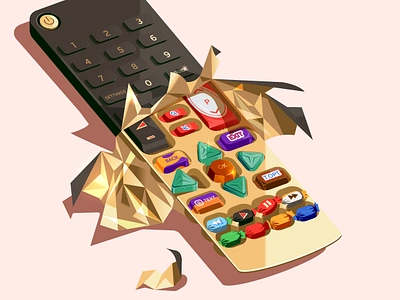 TV and Chocolate (Xmas Holiday) chocolate gold packaging selection box sweets television tv tv remote vector