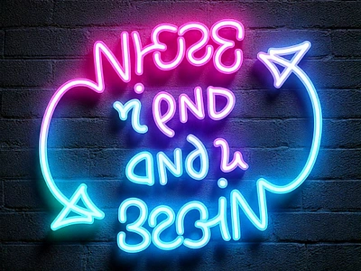 Where I End and You Begin ai ambigram arrows graphic design lettering neon radiohead rotation song lyrics