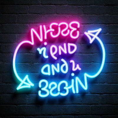 Where I End and You Begin ai ambigram arrows graphic design lettering neon radiohead rotation song lyrics