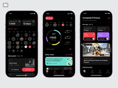 Fitness app | Mobile design | UX/UI app app design app store calendar calories exercises fitness grocery gym healthy mobile app nutrition plants progress bar tracking app training ui user research ux workout