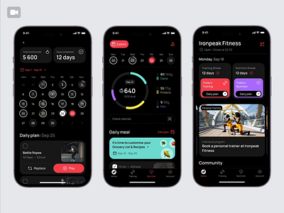 Fitness app | Mobile design | UX/UI app app design app store calendar calories exercises fitness grocery gym healthy mobile app nutrition plants progress bar tracking app training ui user research ux workout