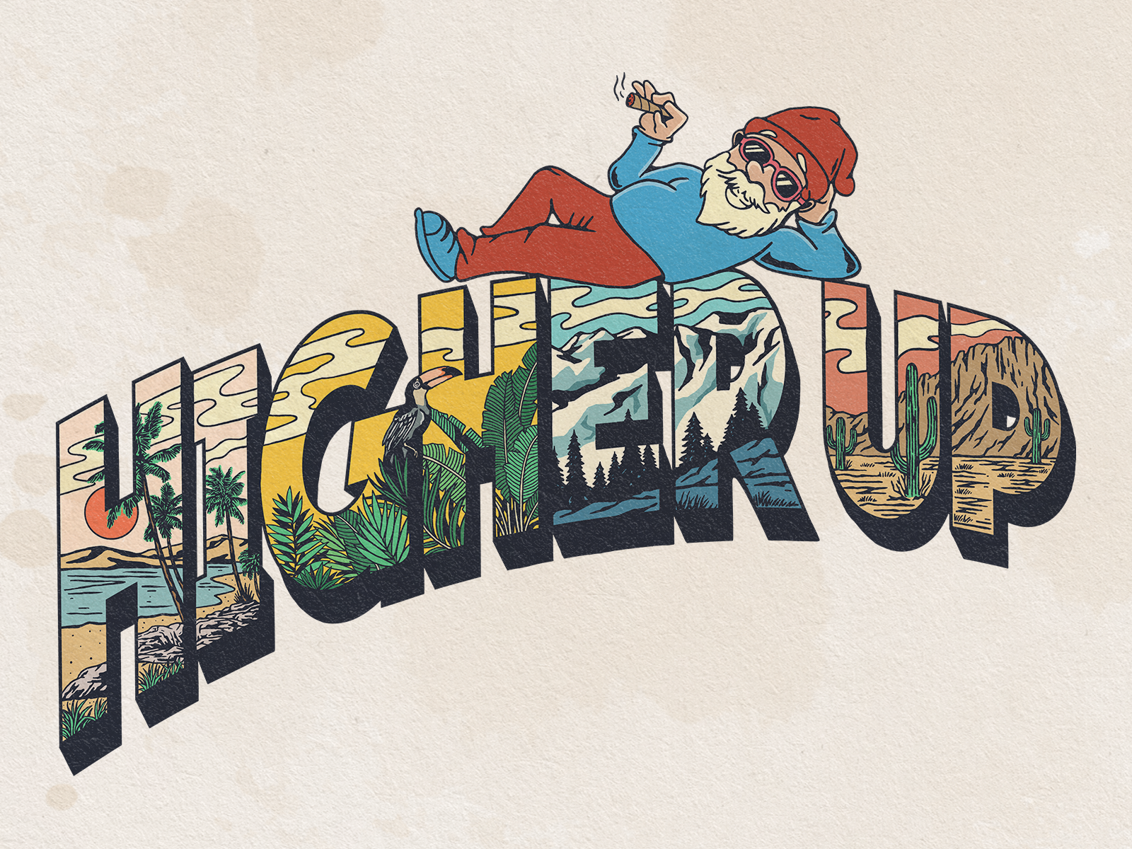 Higher Up Design Illustration 3d apparel branding cannabis clothing clothingapparel design graphic design illustration illustrator logo merchendise outdoor outdoorclothing tshirtdesign typography vector vintagedesign weed