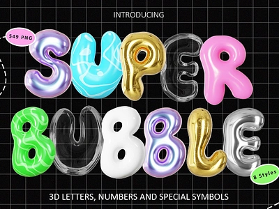 3D Bubble Type 3d balloon bold bubble bubbles character cool fun icon individual letter number playful png transparent type