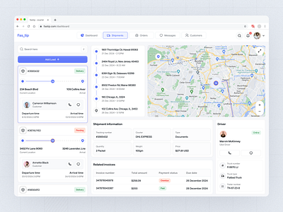 Fas_tip Real-Time Shipment crm customer management dashboard design dribbble logistics logistics dashboard logistics shipping product product delivery route tracking saas saas dashboard shipment product shipping shipping management tracking turjadesign ui