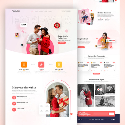 Dating Website Landing Page Designs dating site webpage dating ui ux design dating website figma landing page designs photoshop ui uiux web page designs website designs