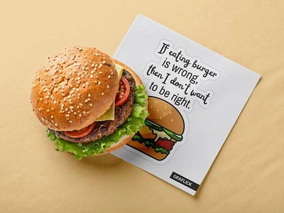 Paper Note With Burger Mockup free free mockup freebies sticker