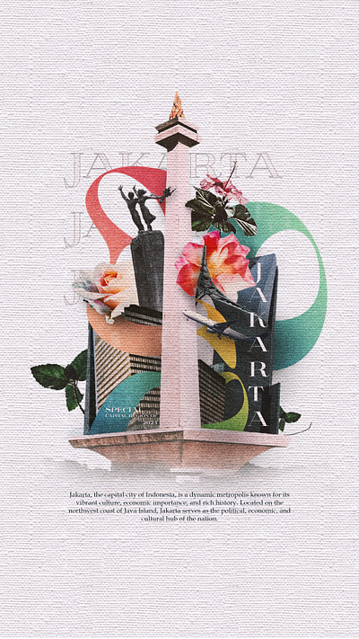 Jakarta Collage: A Vibrant Tribute to Indonesia's Capital branding building design flower graphic graphic design icon indonesia jakarta modern monas