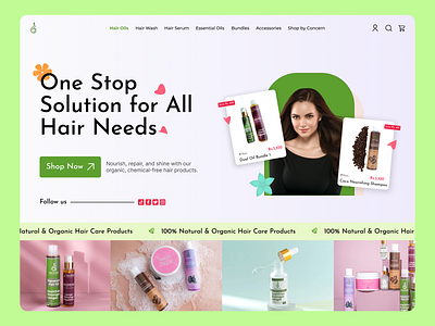 Hair Products Website beauty salon business design ecommerce figma hair growth hair oil hair products hero section landing page marketing ui ui design uiux web design