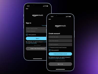 Amazon music login screen app ui branding dashboard design login page ui ux