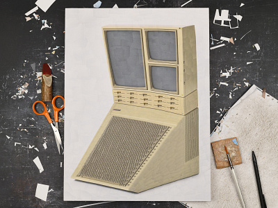 IIe, studio collage computer computer illustration dribbble iie scissors studio