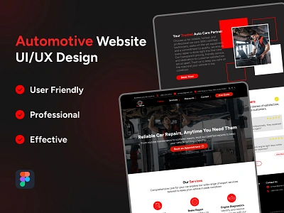 Automotive Website UI/UX Design 🔧👨‍🔧 automotive branding car car care car shop designer dribbble drive safe drive with confidence figma graphic design reliable repairs safety first services stay road ready ui uiux design vehicle website website uiux design