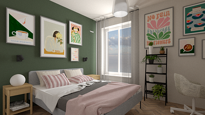 Cozy little bedroom architecture design graphic design illustration visualization