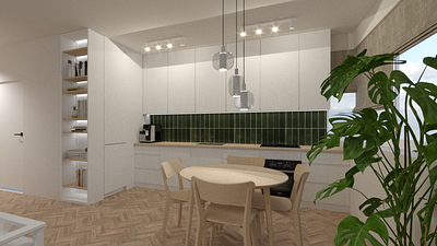 Green tiles kitchen architecture design graphic design illustration visualization