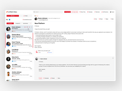 Unified Inbox - Ultcom 2.0 chat design email inbox mail mail design mail ui messaging product design ui ui design ux ux design web web ui