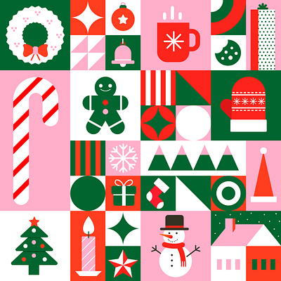 Merry Chirstmas brand identity branding christmas christmas grid design designerachit digital art geometric graphic design graphic designer holiday pattern illustration mockup pattern patterns print vector illustration