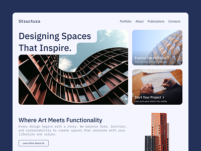 Structura - Landing Page architecture studio branding clean aesthetic creative layout homepage design landing page minimalist web modern professional ui uiux design user experience user interface visual hierarchy