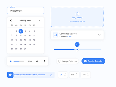 Sleek UI Component Library – Design Showcase calendar design system interaction design ui ui components ui control ui design uiuxdesign ux design