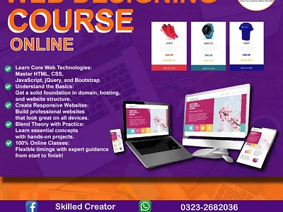 Web Designing Online Course Design By Muhammad Mustafa adobe photoshop bootstrap branding css graphic design hmtl javascript jquery mustafa online course responsive web design sir mustafa post skilled creator skilled sir mustafa online class web web designing web designing course web designing online course website zoom