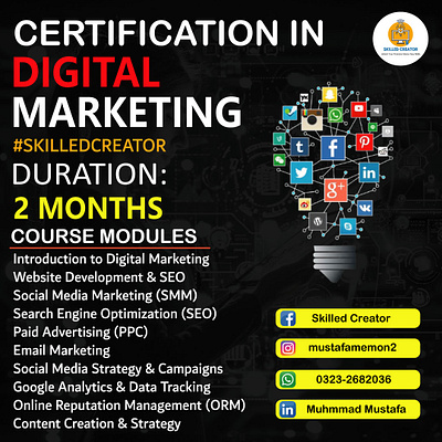 Digital Marketing Online Course Design By Muhammad Mustafa adamjee aptech arena artificial intelligence digital digital marketing email marketing excellence graphic designing marketing mustafa ppc sem seo sir mustafa sir mustafa post skilled creator smm smo web development