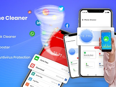 Phone Cleaner App Design 3d ads app design branding graphic design landing page logo photoshop thumbnail ui ux design web design