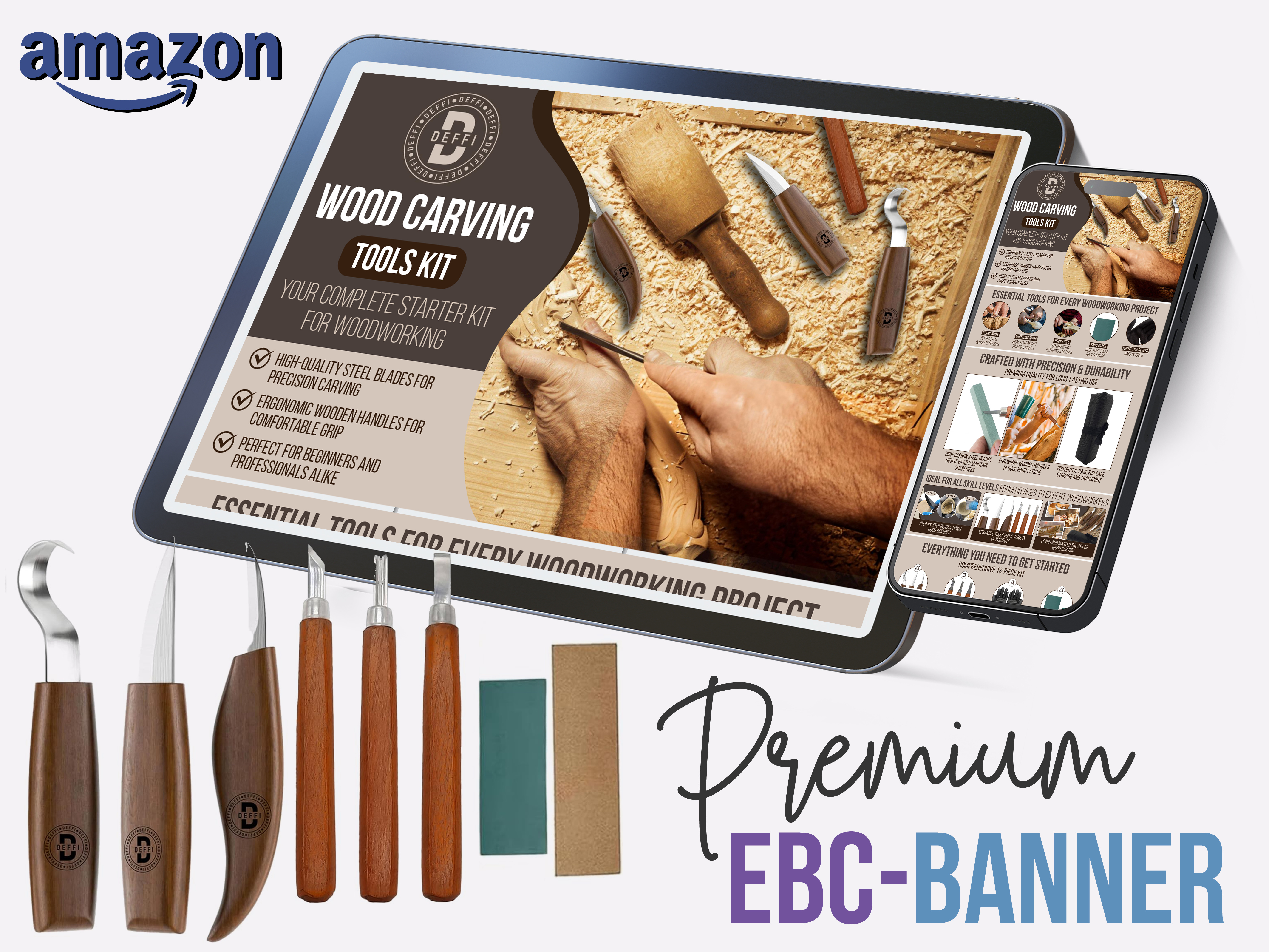 WOOD CARVING Tools Kit EBC-Module abanner acontent amazon ebc amazon listing banners bol listing ebc module graphic design premium a