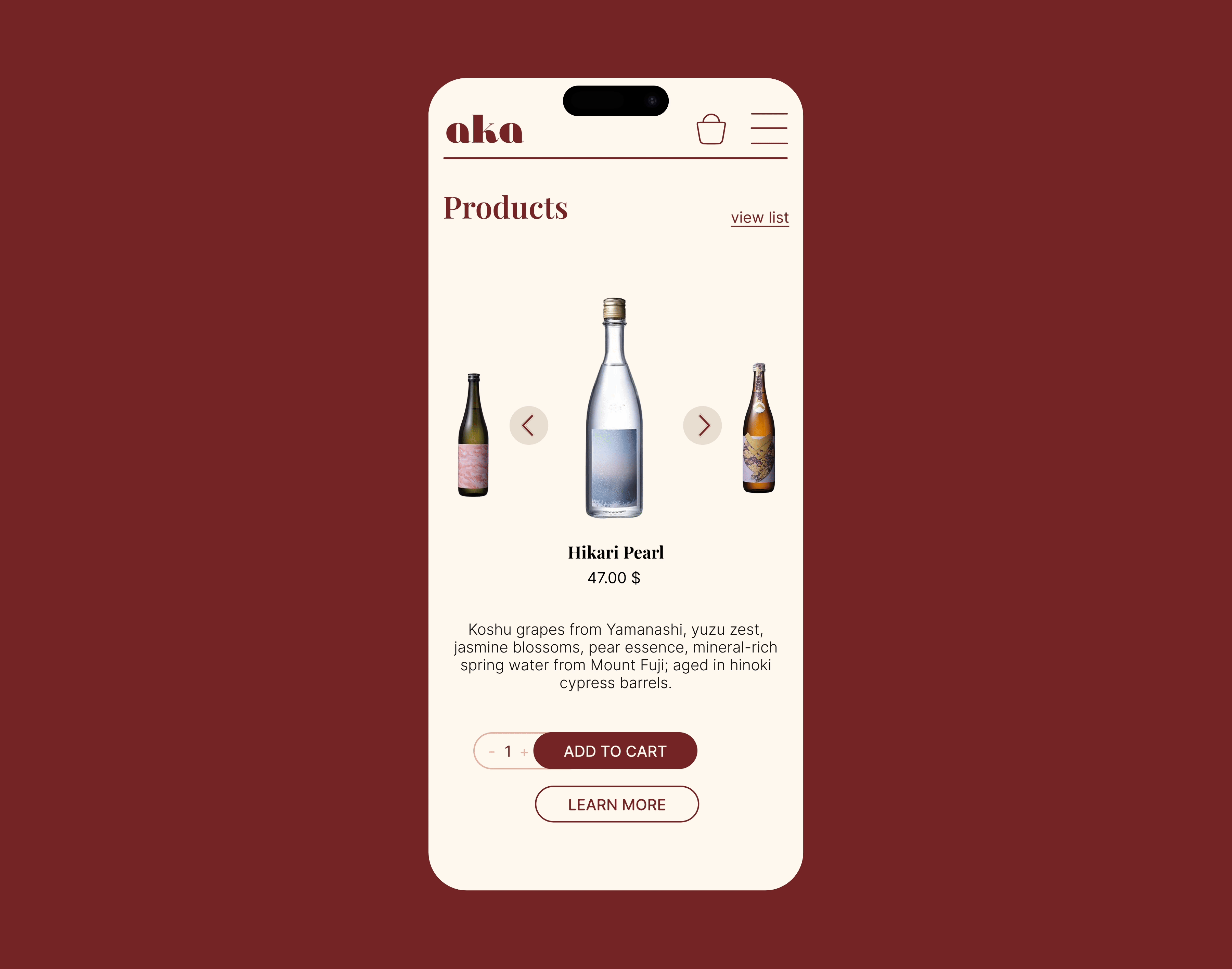 aka Products Screen ui