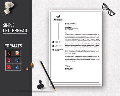 simple letterhead design a4 adobe illustrator branding design design template editable graphic design indesign letterhead psd simple simple letterhead