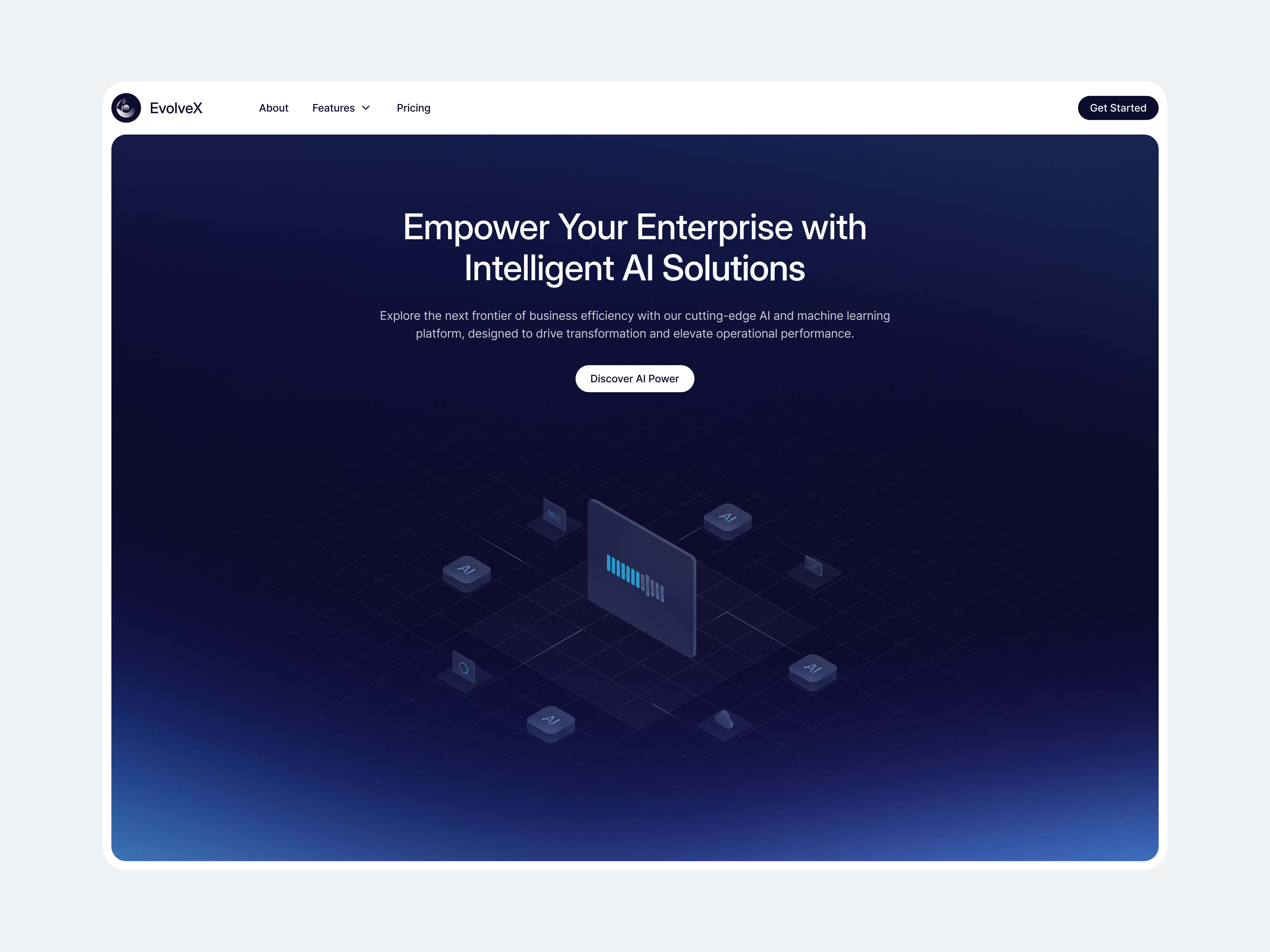 Designing the Future － AI SaaS Website Redefined 3d ai b2b figma futuristic futuristicdesign gradient gradientdesign illustration isometric landingpage minimalism saas startup tech ui uiux userexperience webdesign website design