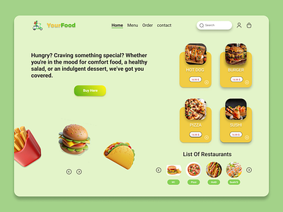 Food Delivery UI 3d animation ui