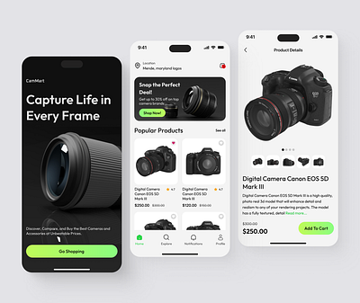 E-commerce Mobile App app design buy camera store design ecommerce ecommerce app ecommerce mobile app ecommerce store figma design interface mobile app mobile application mobileapp online shopping product design shopping app ui ui design uiux ux