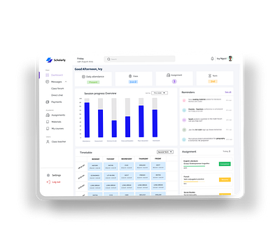 Scholarly: A Comprehensive Dashboard for Student Management branding darkmode dashboard education figma typography ui ux