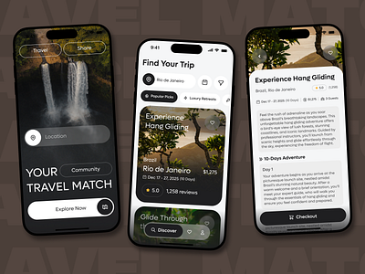 Travel Mobile App app booking booking mobile app card cards details filters graphic design location mobile mobile app onboarding search results tab bar travel travel app travel details travel mobile app ui ux