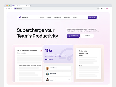 TeamOrbit - Project Management Hero Section design hero section landing page project management ui ui design uiux ux web design