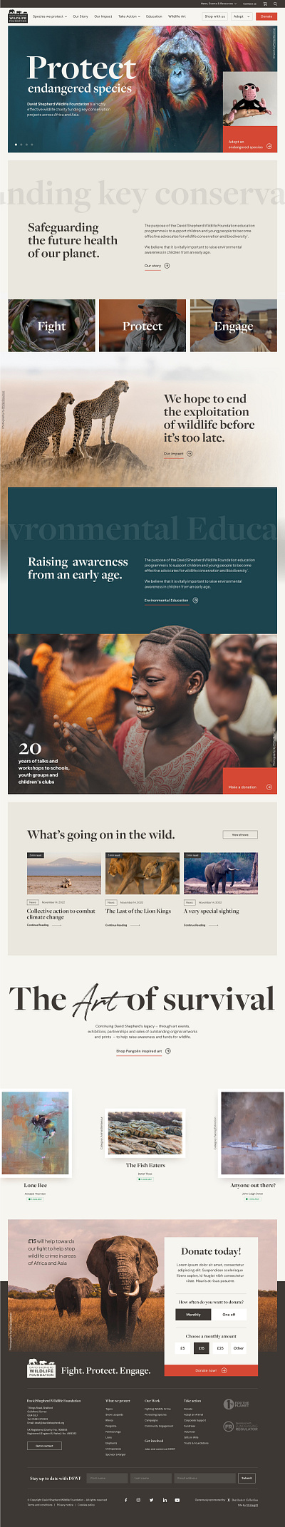 Landing Page Design for a Wildlife Foundation