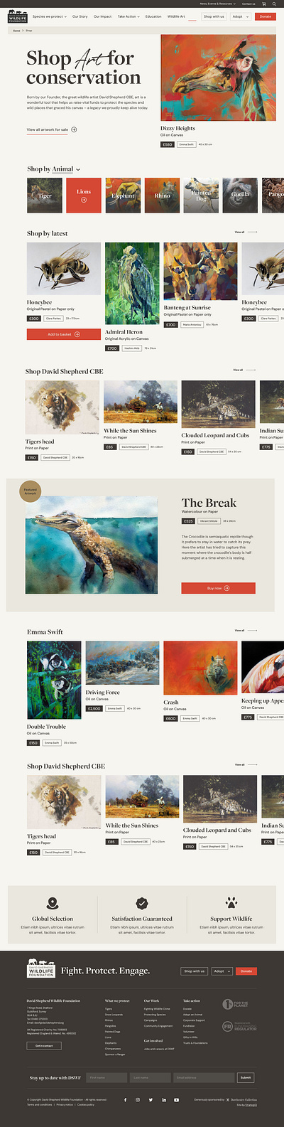 Shop Page for a Wildlife Foundation