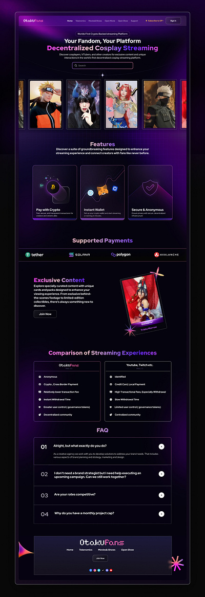 Cosplay chain based Streaming airdrop anime blockchain cosplay crypto crypto streaming landing page onlyfans rainbow streaming wallet