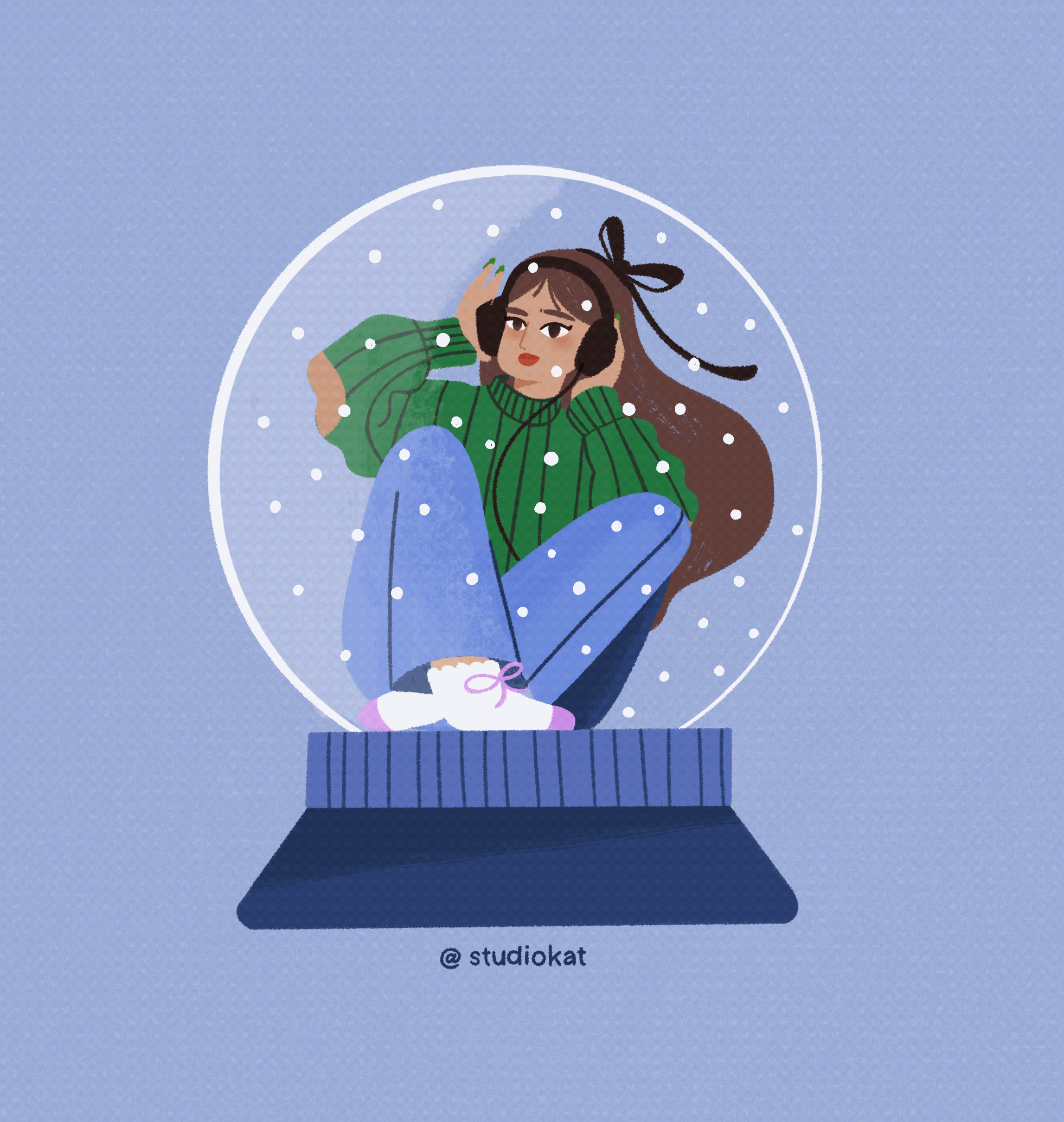 snowing art character design gif illustration plants procreate ribbon snow snowglobe texture winter