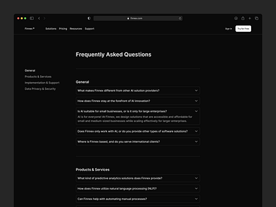 Frequently Asked Questions (FAQ) accordion answers dark dark mode faq faqs figma frequently asked questions minimal nav navigation product design questions tab table of content ui ux web design website wiki